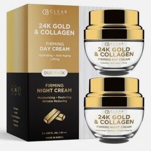 Clear Beauty 24K Gold & Collagen Firming Day & Night Cream Duo Pack - NIB